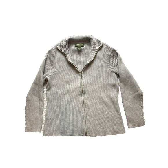 Eddie Bauer Sweater Womens Extra Large Gray Outdoor Nylon Zip Up Cardigan Ladies - Picture 1 of 6